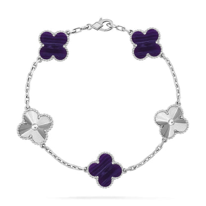 [⭐Hyrra Jewelry]CLOVER 5 MOTIF PURPLE STRIPES BRACELET COLLECTION