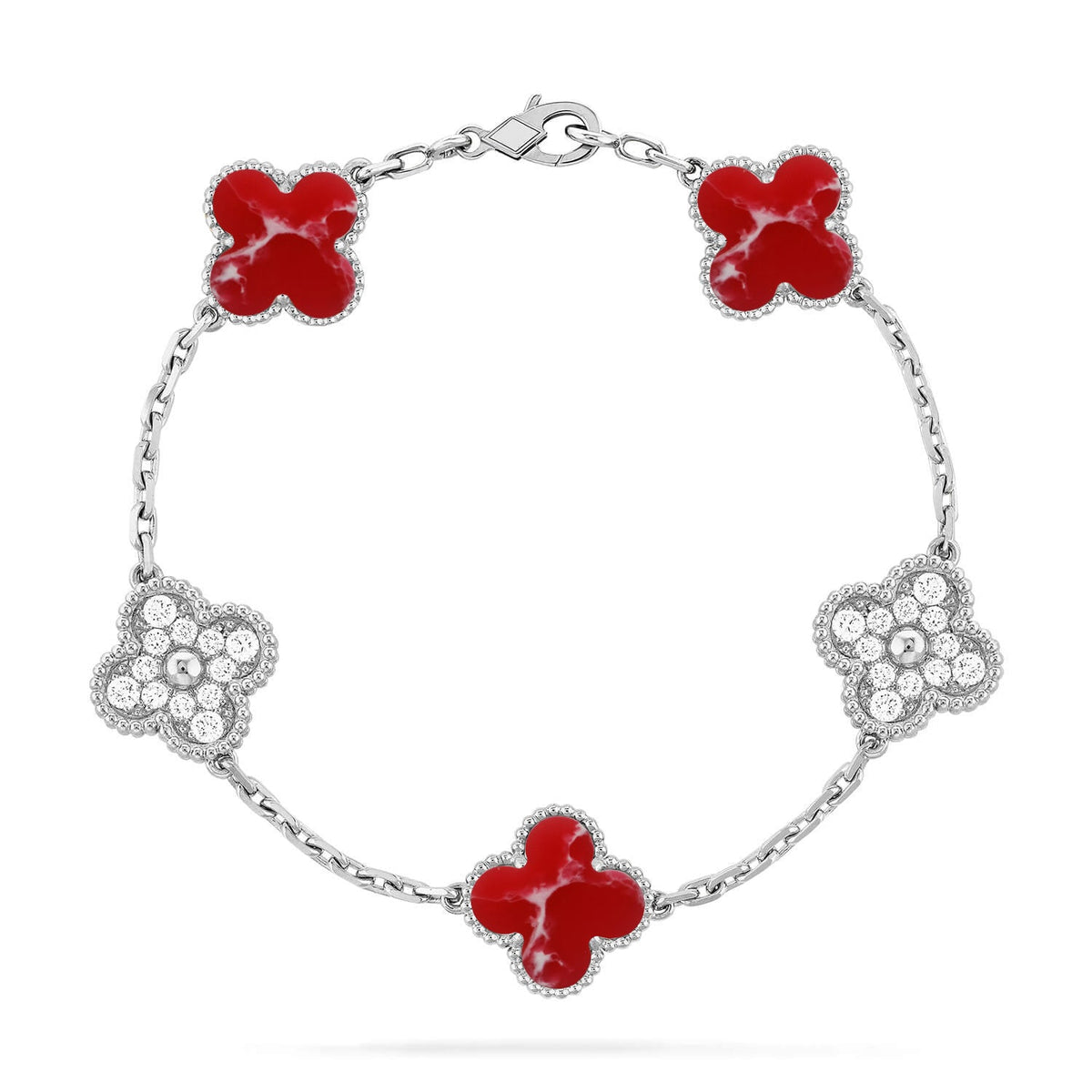 [⭐Hyrra Jewelry]CLOVER 5 MOTIF RED PATTERN BRACELET COLLECTION