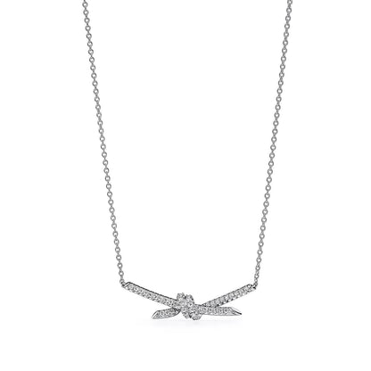 [Hyrra Jewelry]KNOT PENDANT SILVER DIAMOND NECKLACE