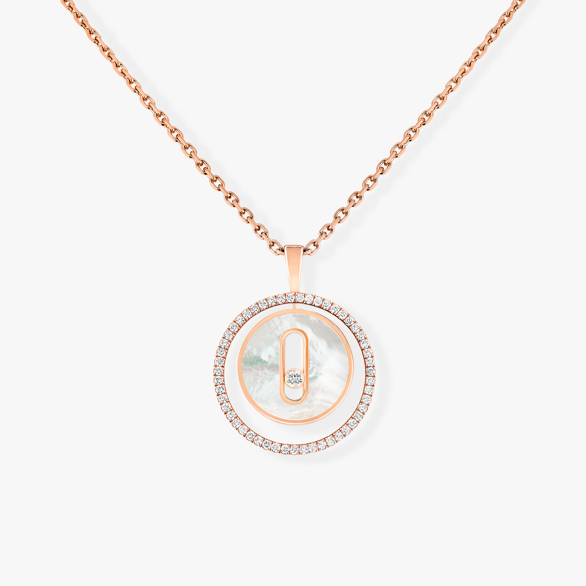 [⭐Hyrra Jewelry]Demo MOVE 1 DIAMOND WHITE MOTHER OF PEARL PINK GOLD DIAMOND NECKLACE