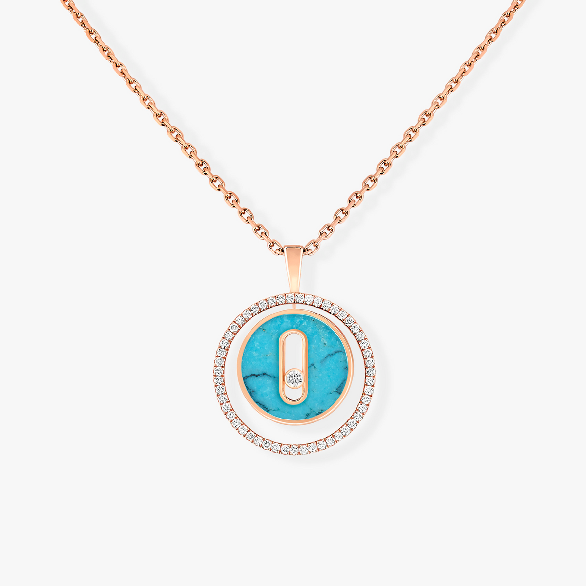 [⭐Hyrra Jewelry]Demo MOVE 1 DIAMOND TURQUOISE PINK GOLD DIAMOND NECKLACE