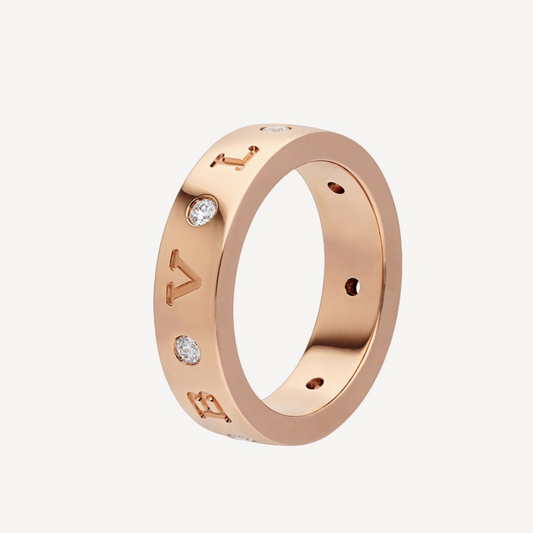 [⭐Hyrra Jewelry]ZERO 1 ESSENTIAL PINK GOLD BAND WITH DIAMONDS RING