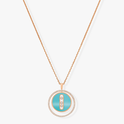[⭐Hyrra Jewelry]Demo MOVE 3 DIAMONDS TURQUOISE PINK GOLD DIAMOND NECKLACE