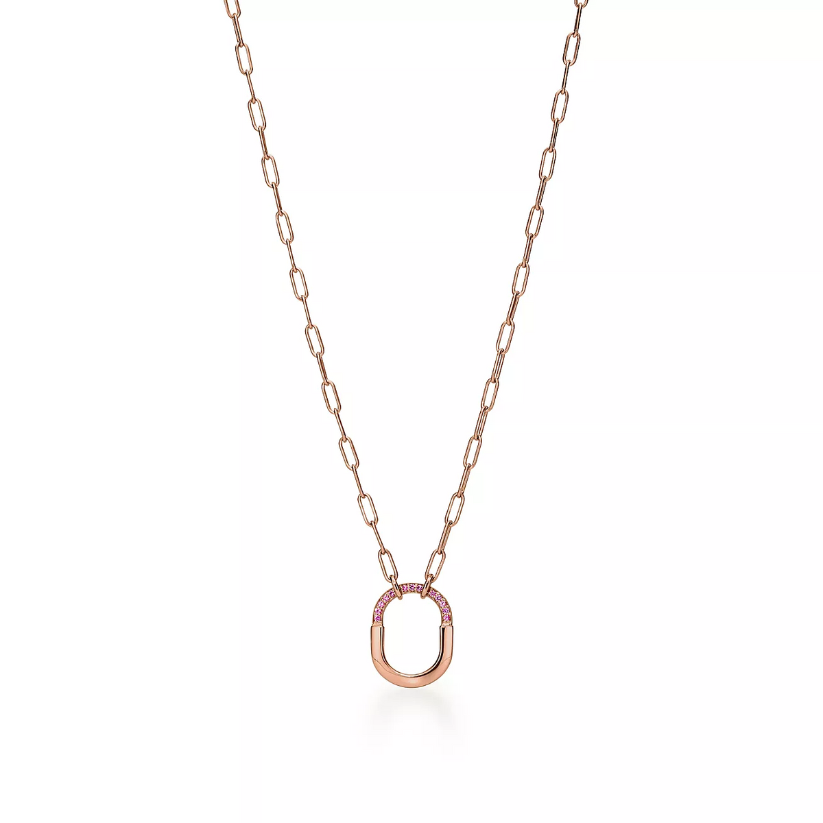 [Hyrra Jewelry]LOCK SMALL PENDANT PINK DIAMOND PINK GOLD NECKLACE