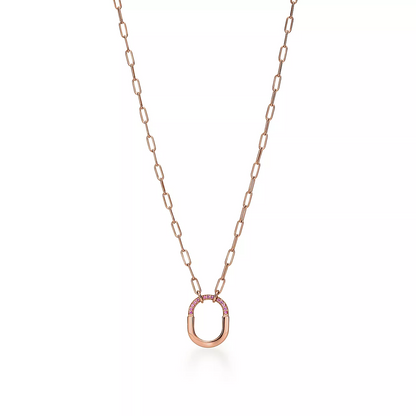 [Hyrra Jewelry]LOCK SMALL PENDANT PINK DIAMOND PINK GOLD NECKLACE