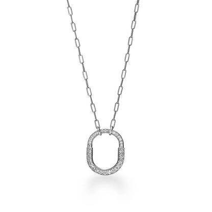 [Hyrra Jewelry]LOCK NECKLACE MEDIUM PENDANT SILVER PAVED DIAMONDS