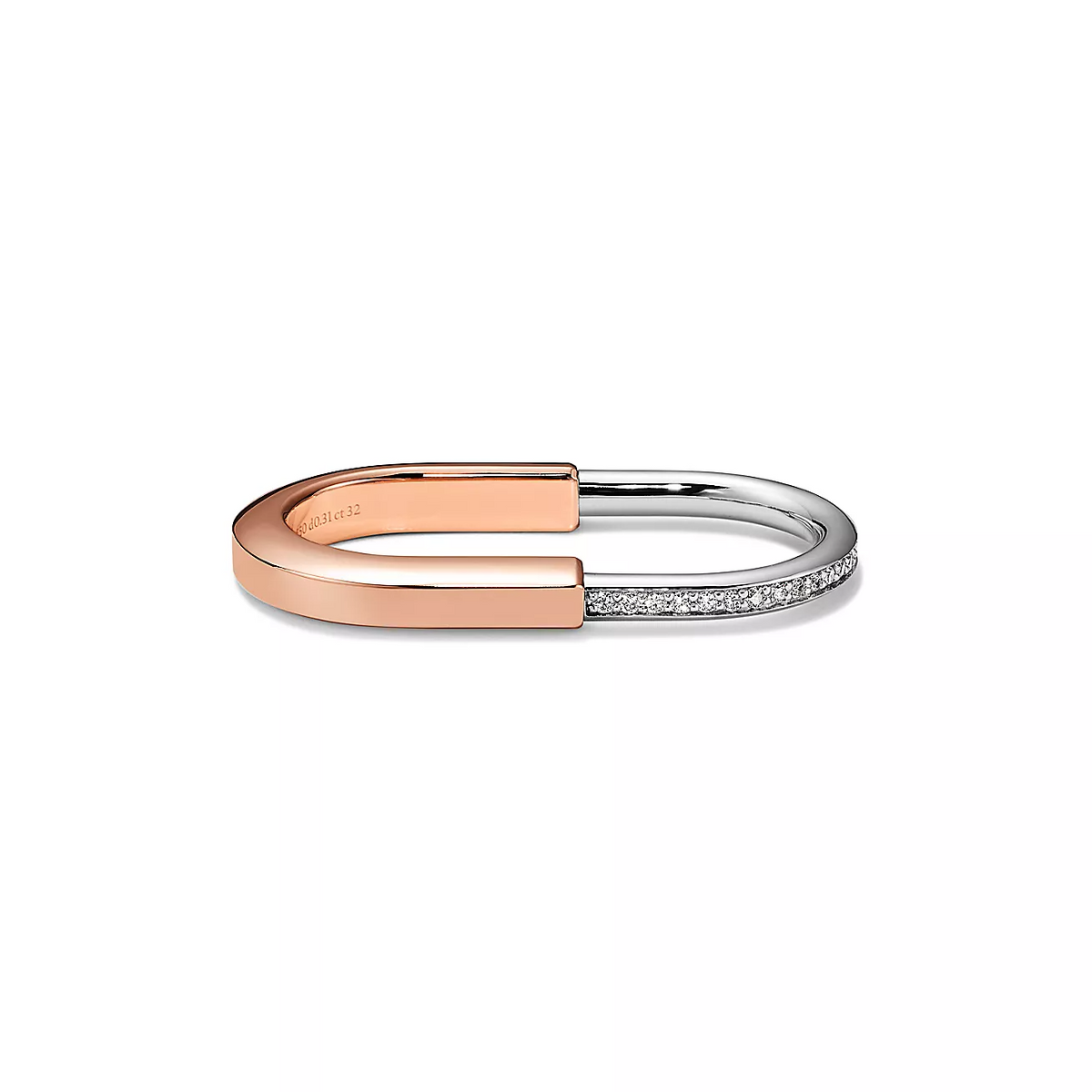 [Hyrra Jewelry]LOCK RING TOW-FINGER ROSE AND WHITE GOLD DIAMONDS