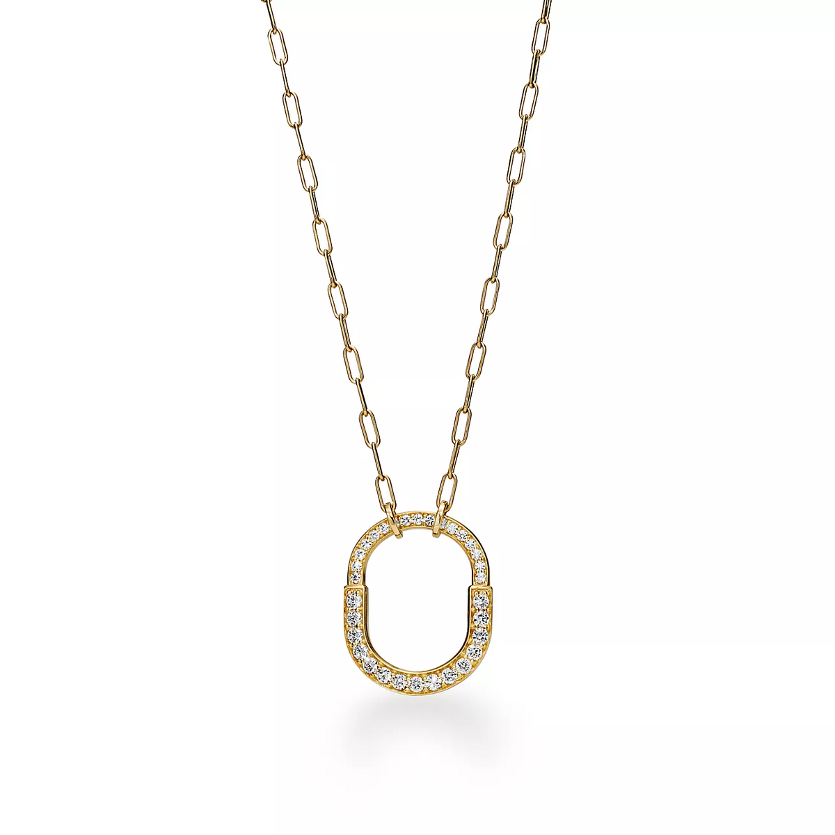 [Hyrra Jewelry]LOCK NECKLACE MEDIUM PENDANT GOLD PAVED DIAMONDS