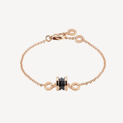 [⭐Hyrra Jewelry]ZERO 1 SOFT PINK GOLD AND BLACK CERAMIC BRACELET