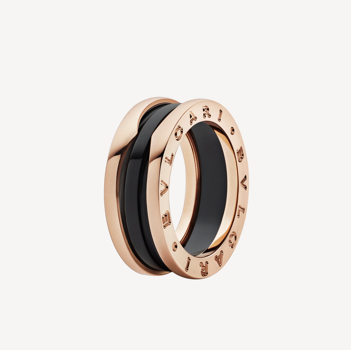 [⭐Hyrra Jewelry]ZERO 1 TWO-BAND LOOPS AND BLACK CERAMIC PINK GOLD RING
