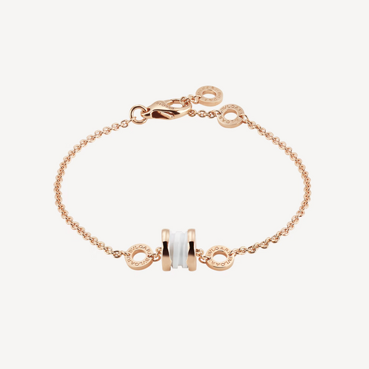 [⭐Hyrra Jewelry]ZERO 1 SOFT PINK GOLD AND WHITE CERAMIC BRACELET