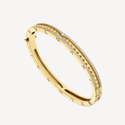 [⭐Hyrra Jewelry]ZERO 1 SPIRAL AND PAVED DIAMOND GOLD BRACELET