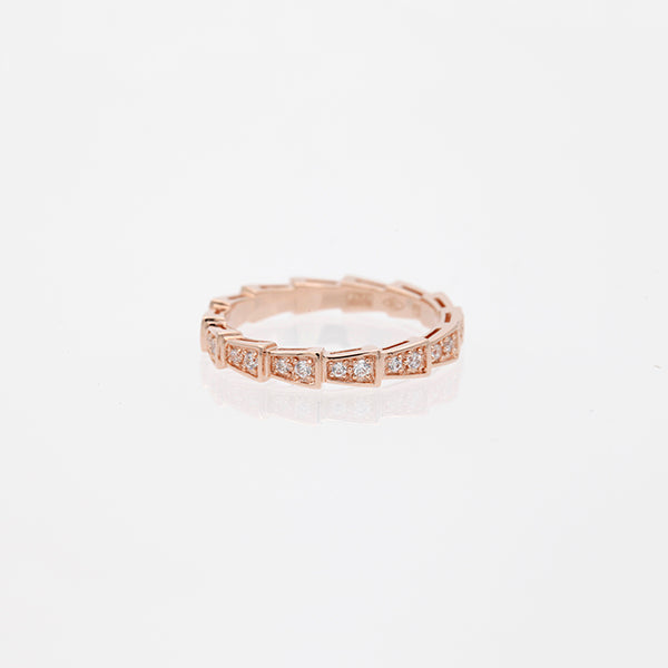 [⭐Hyrra Jewelry]SERPENTI RING PINK GOLD DIAMOND PAVED 3MM