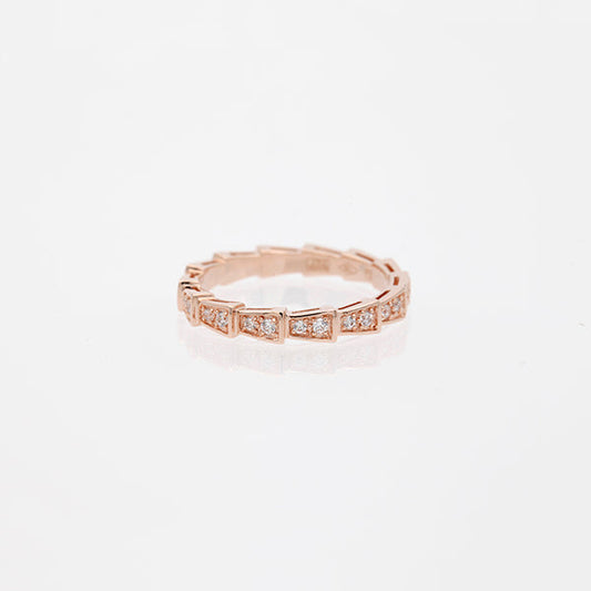 [⭐Hyrra Jewelry]SERPENTI RING PINK GOLD DIAMOND PAVED 3MM
