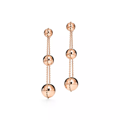 [Hyrra Jewelry]TRIPLE DROP PINK GOLD EARRINGS