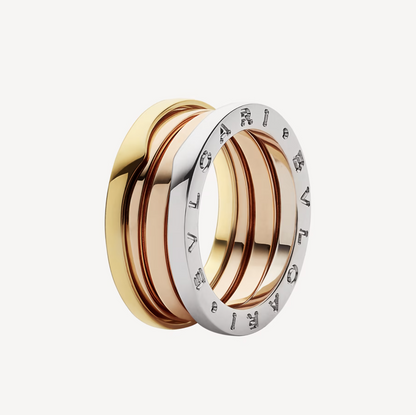 [⭐Hyrra Jewelry]ZERO 1 THREE-BAND ROSE WHITE AND YELLOW RING