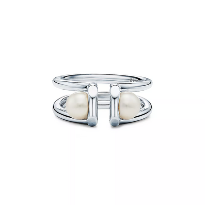 [Hyrra Jewelry]DOUBLE PEARL SILVER RING
