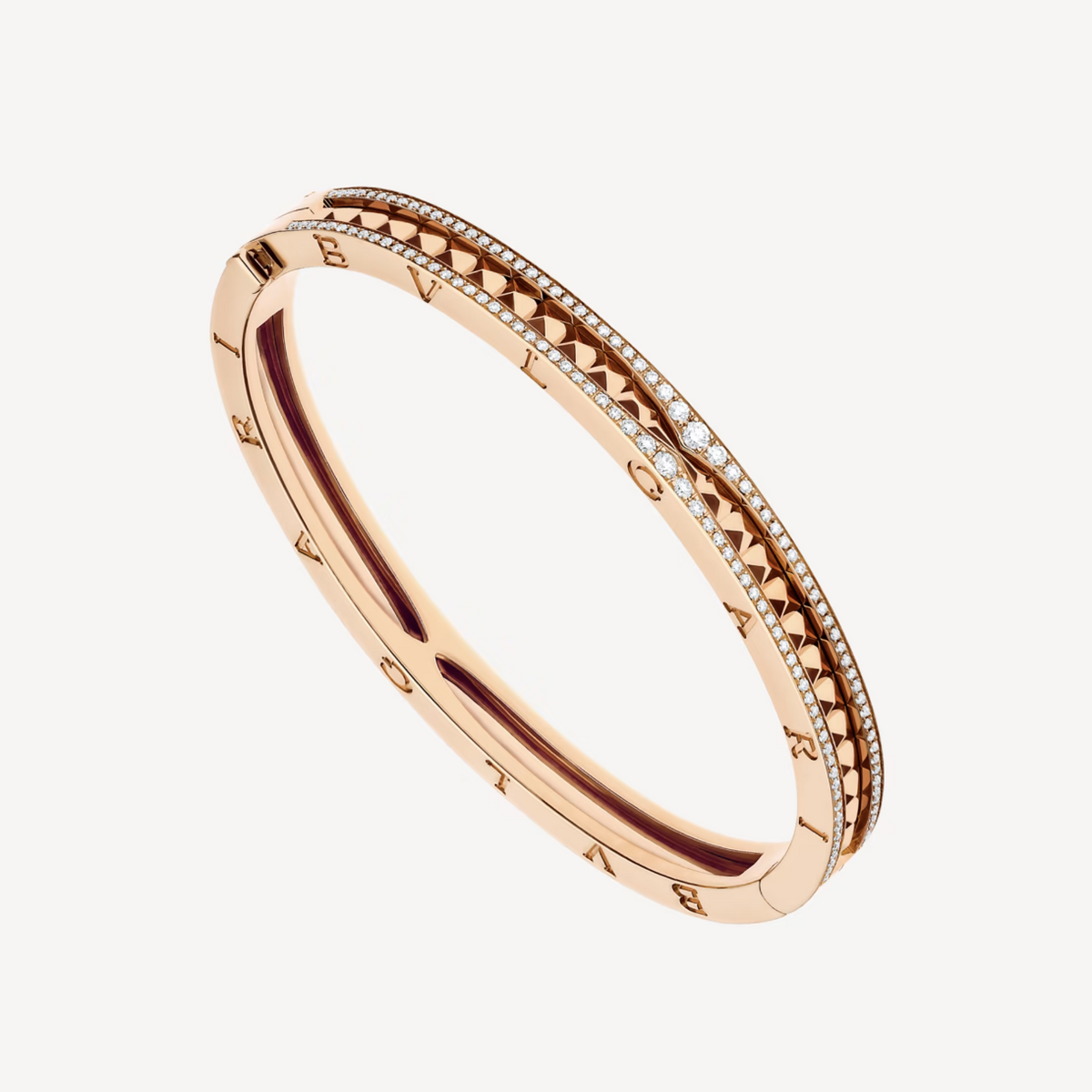 [⭐Hyrra Jewelry]ZERO 1 SPIRAL AND PAVED DIAMOND PINK GOLD BRACELET