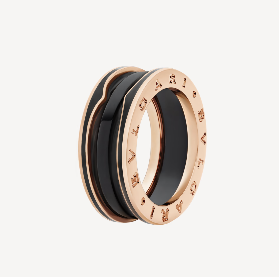 [⭐Hyrra Jewelry]ZERO 1 TWO-BAND WITH MATTE BLACK CERAMIC PINK GOLD RING
