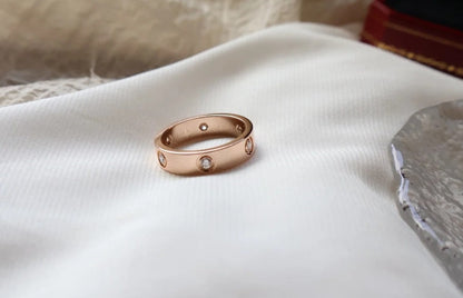 [⭐Hyrra Jewelry]LOVE RING 5.5MM 6 DIAMONDS PINK GOLD