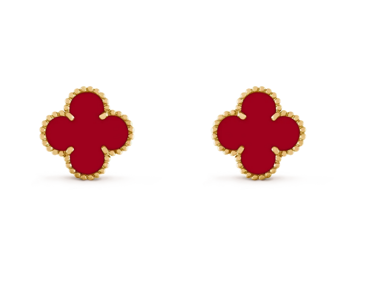 [⭐Hyrra Jewelry] CLOVER 20MM RED AGATE EARRINGS