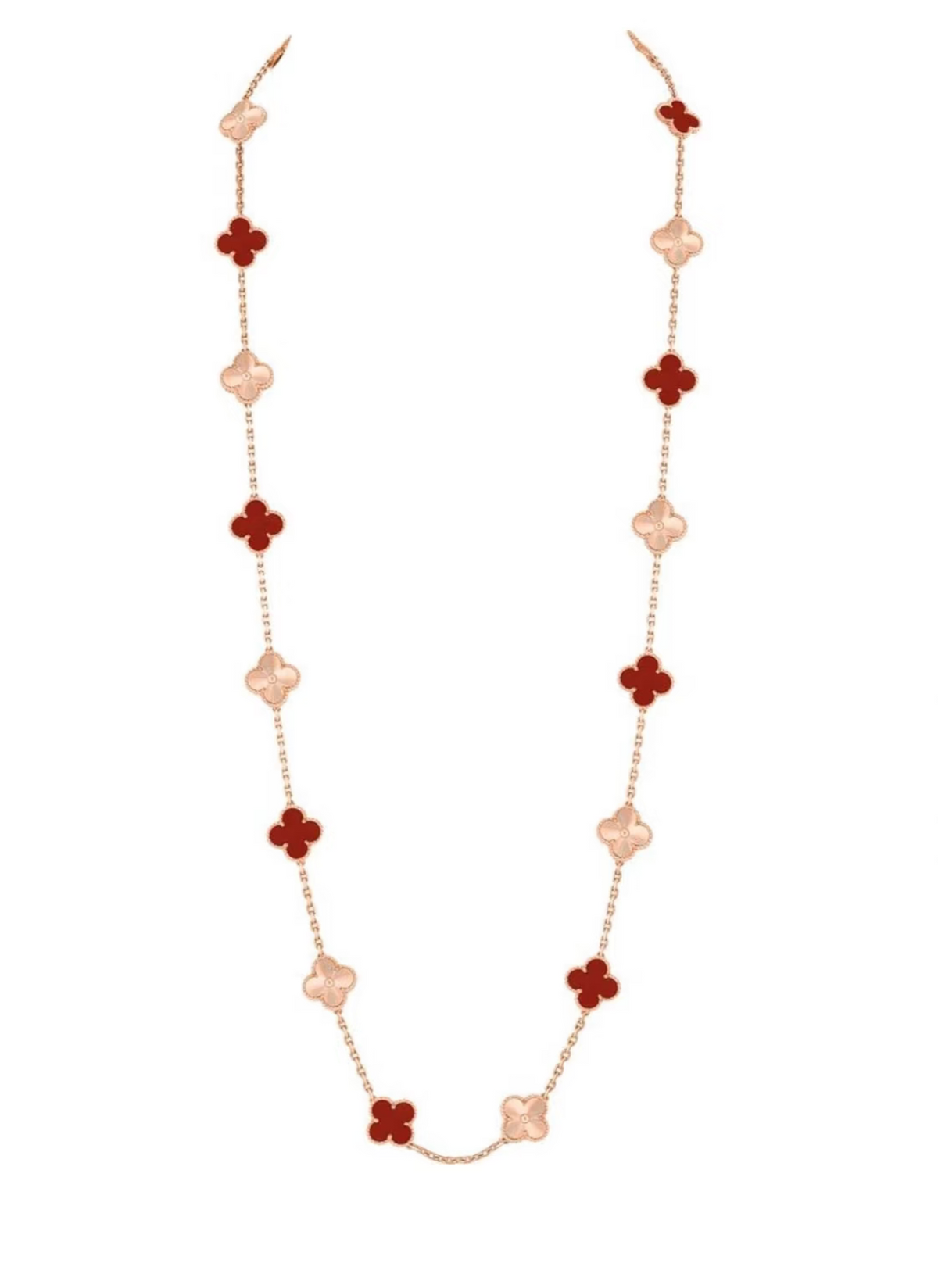 [⭐Hyrra Jewelry]CLOVER 20 MOTIFS LASER CARNELIAN NECKLACE