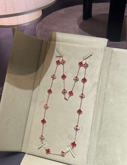 [⭐Hyrra Jewelry]CLOVER 20 MOTIFS LASER CARNELIAN NECKLACE