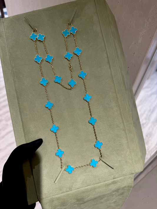 [⭐Hyrra Jewelry]CLOVER 20 MOTIFS TURQUOISE GOLD