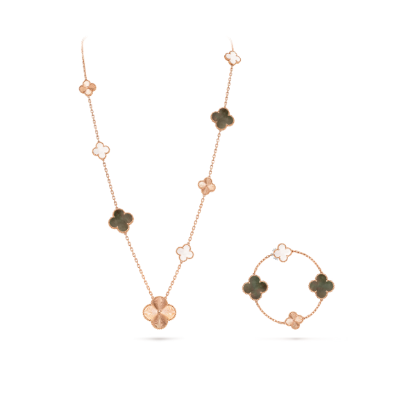 [⭐Hyrra Jewelry]DETACHABLE CLOVER 15(11+4) FLOWER SILVER NECKLACE SET