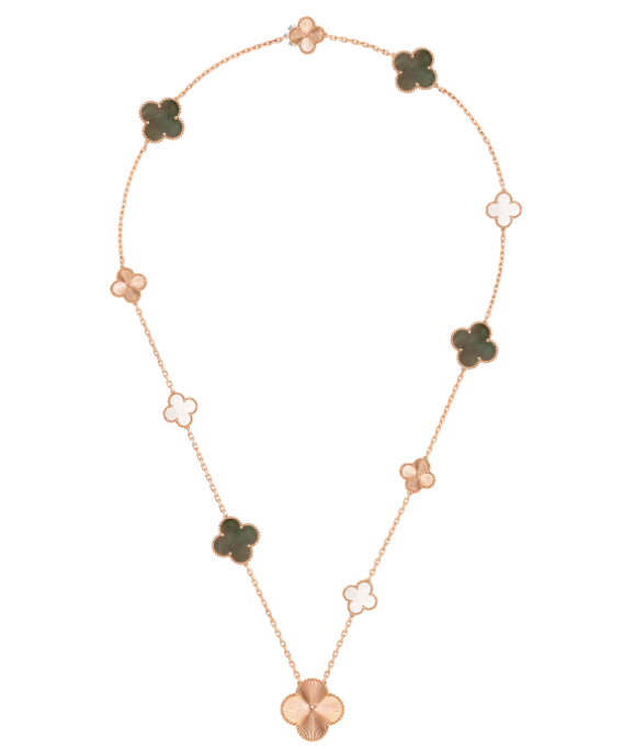 [⭐Hyrra Jewelry]DETACHABLE CLOVER 15(11+4) FLOWER SILVER NECKLACE SET