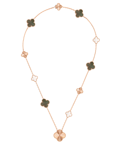 [⭐Hyrra Jewelry]DETACHABLE CLOVER 15(11+4) FLOWER SILVER NECKLACE SET