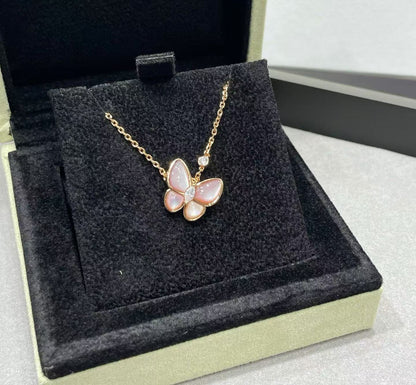 [⭐Hyrra Jewelry]BUTTERFLY PINK MOTHER-OF-PEARL DIAMOND NECKLACE
