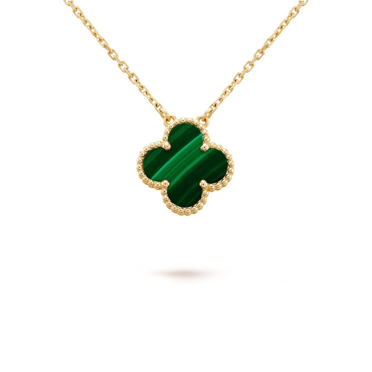 [⭐Hyrra Jewelry]CLOVER 15MM MALACHITE SINGLE FLOWER  NECKLACE