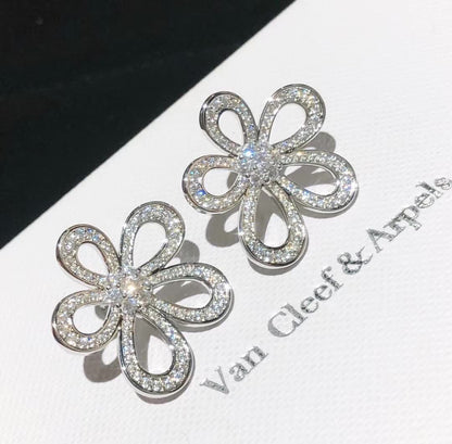 [⭐Hyrra Jewelry]FLOWERLACE EARRINGS FULL DIAMONDS