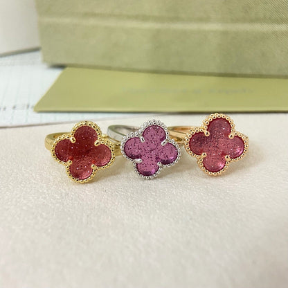 [⭐Hyrra Jewelry]NEW ROSE QUARTZ FOUR-LEAF CLOVER RING