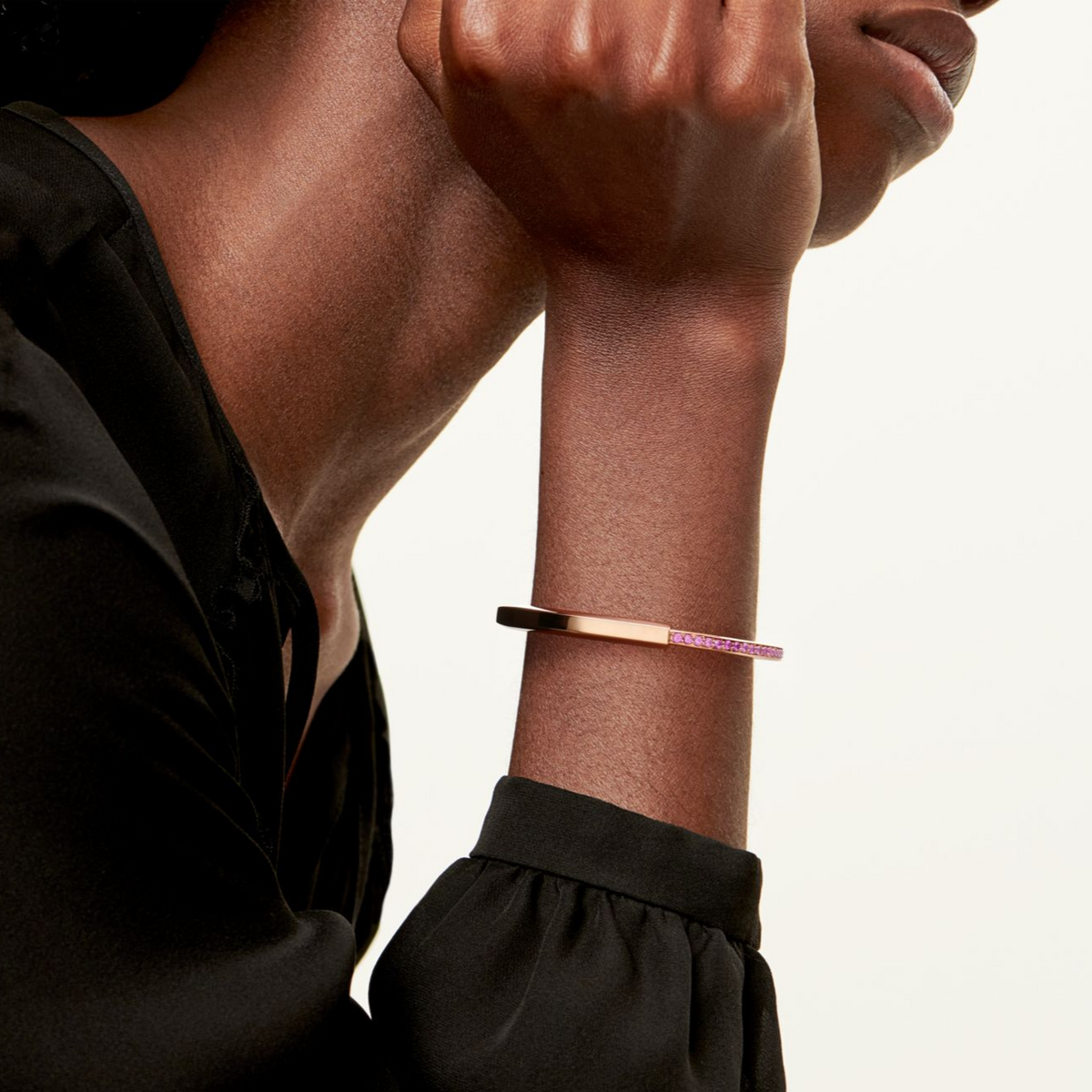 [Hyrra Jewelry]LOCK BRACELET ROSE DIAMOND PINK GOLD