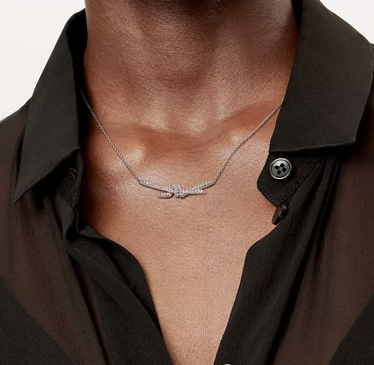 [Hyrra Jewelry]KNOT PENDANT SILVER DIAMOND NECKLACE