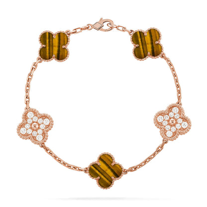 [⭐Hyrra Jewelry] CLOVER 5 MOTIFS TIGER EYE BRACELET COLLECTION
