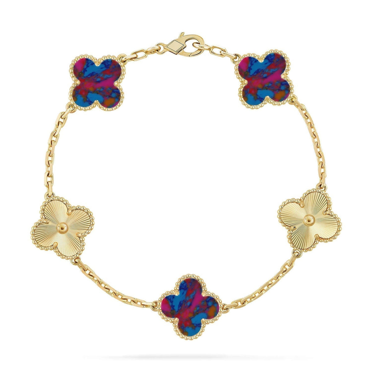 [⭐Hyrra Jewelry]CLOVER 5 MOTIF COLOR GEMSTONES BRACELET COLLECTION
