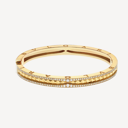 [⭐Hyrra Jewelry]ZERO 1 SPIRAL AND PAVED DIAMOND GOLD BRACELET