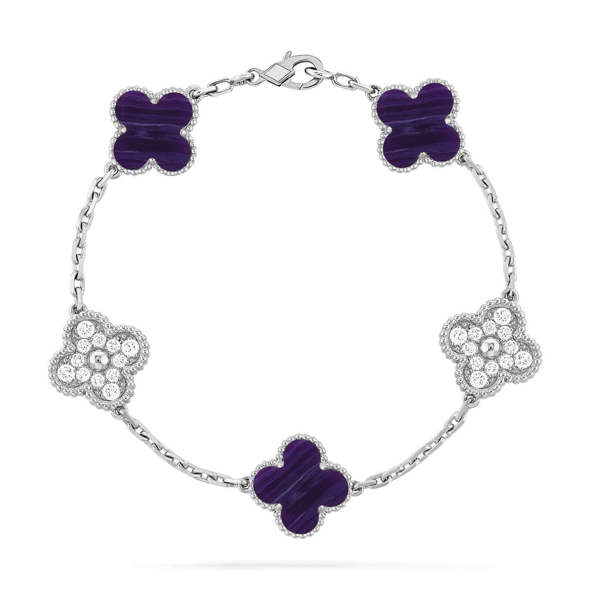 [⭐Hyrra Jewelry]CLOVER 5 MOTIF PURPLE STRIPES BRACELET COLLECTION