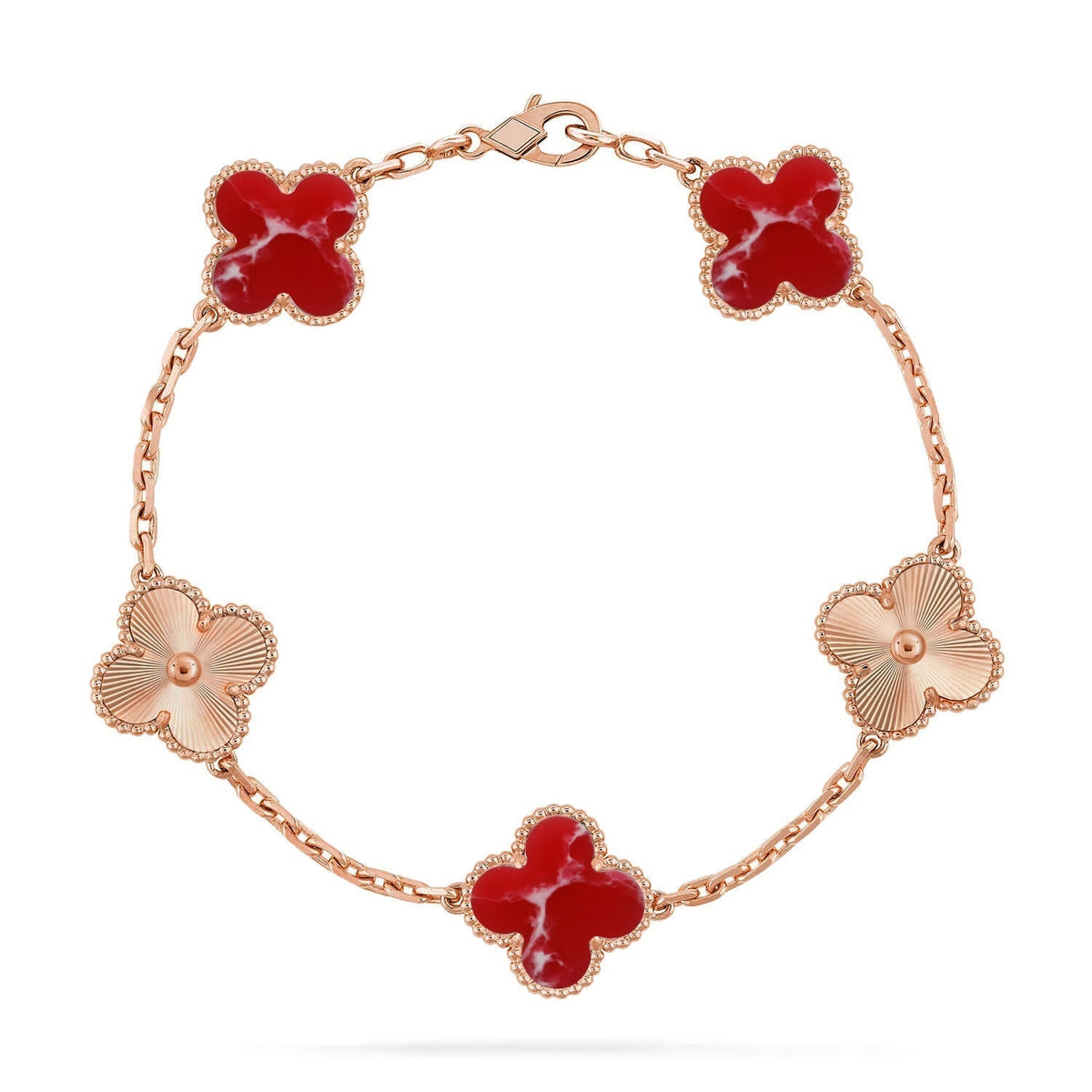 [⭐Hyrra Jewelry]CLOVER 5 MOTIF RED PATTERN BRACELET COLLECTION