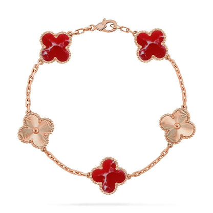 [⭐Hyrra Jewelry]CLOVER 5 MOTIF RED PATTERN BRACELET COLLECTION