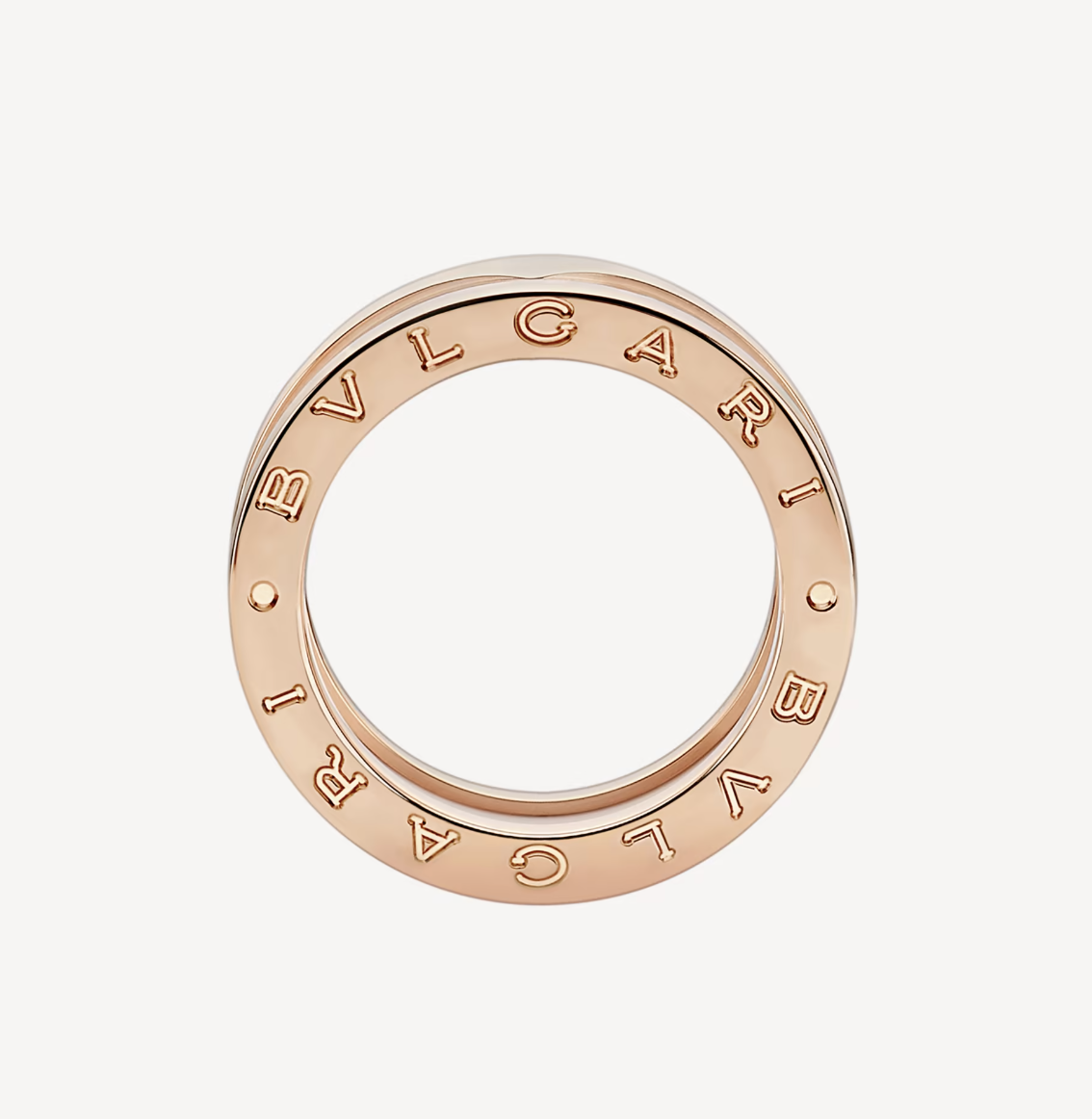 [⭐Hyrra Jewelry]ZERO 1 TWO-BAND LOOPS AND WHITE CERAMIC SPIRAL PINK GOLD RING