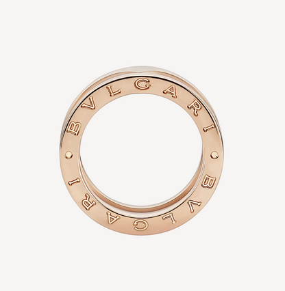 [⭐Hyrra Jewelry]ZERO 1 TWO-BAND LOOPS AND WHITE CERAMIC SPIRAL PINK GOLD RING
