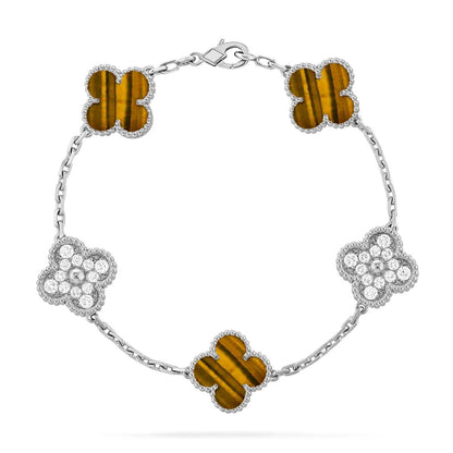 [⭐Hyrra Jewelry] CLOVER 5 MOTIFS TIGER EYE BRACELET COLLECTION