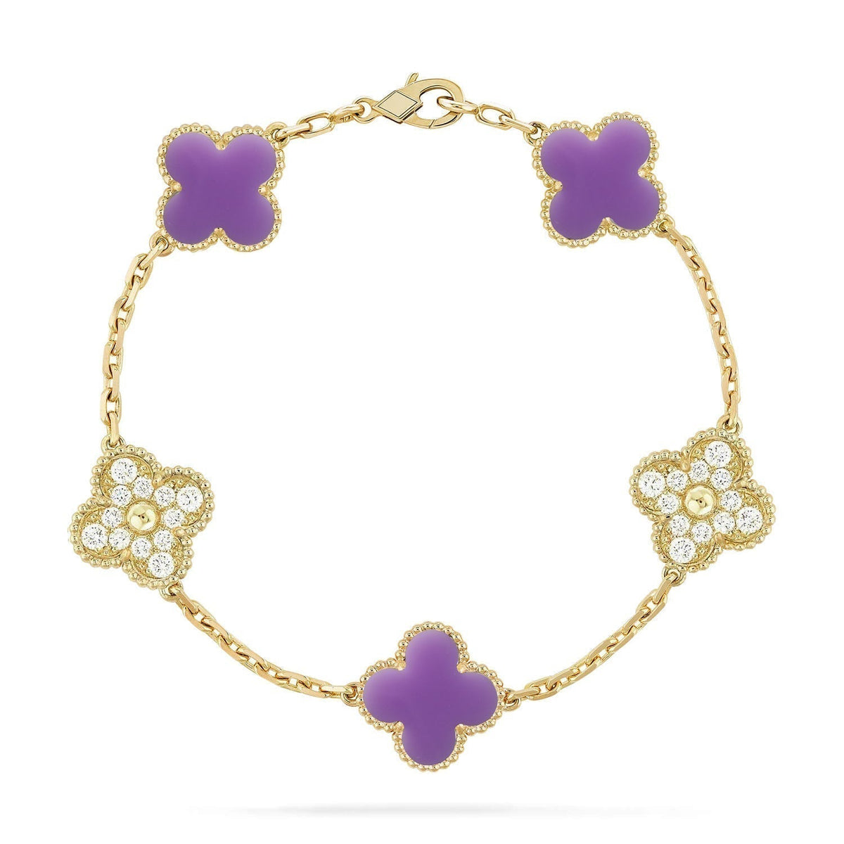 [⭐Hyrra Jewelry]CLOVER 5 MOTIF LIGHT PURPLE BRACELET COLLECTION