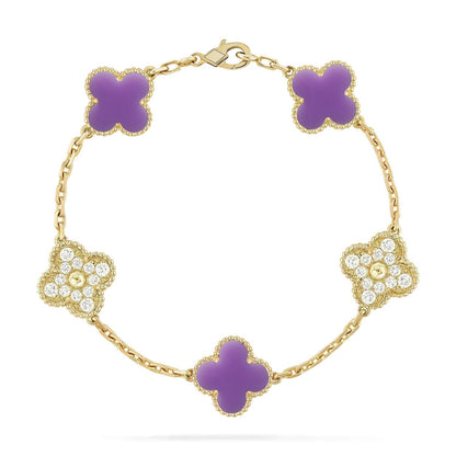[⭐Hyrra Jewelry]CLOVER 5 MOTIF LIGHT PURPLE BRACELET COLLECTION