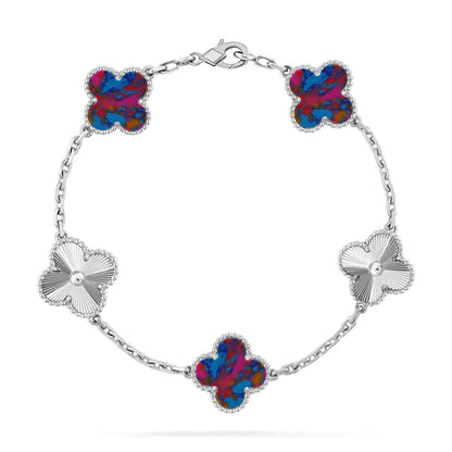 [⭐Hyrra Jewelry]CLOVER 5 MOTIF COLOR GEMSTONES BRACELET COLLECTION