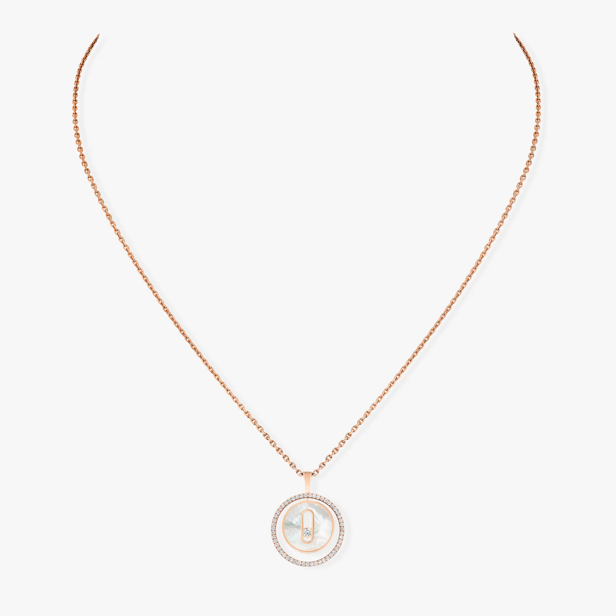 [⭐Hyrra Jewelry]Demo MOVE 1 DIAMOND WHITE MOTHER OF PEARL PINK GOLD DIAMOND NECKLACE